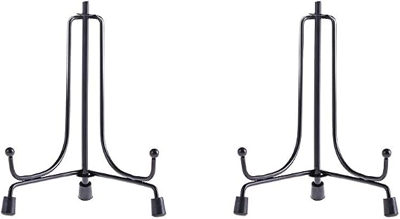 LIONWEI LIONWELI 4inch(2pack) Upgraded Anti-Slip Iron Plate Display Stand Black Easel Display Stand Photo Holder Stand,Displays Picture Frames, Decorative Plates, and Artworks