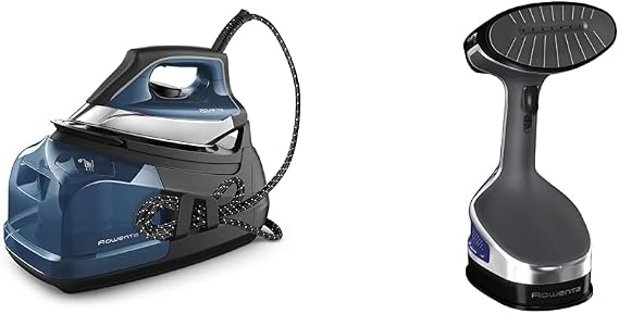 Rowenta Perfect Steam Pro Stainless Steel Soleplate Professional Steam Station & X-Cel Handheld Steamer for Clothes Medium 25-Second Fast Heat-Up, Powerful Dewrinkling Steam