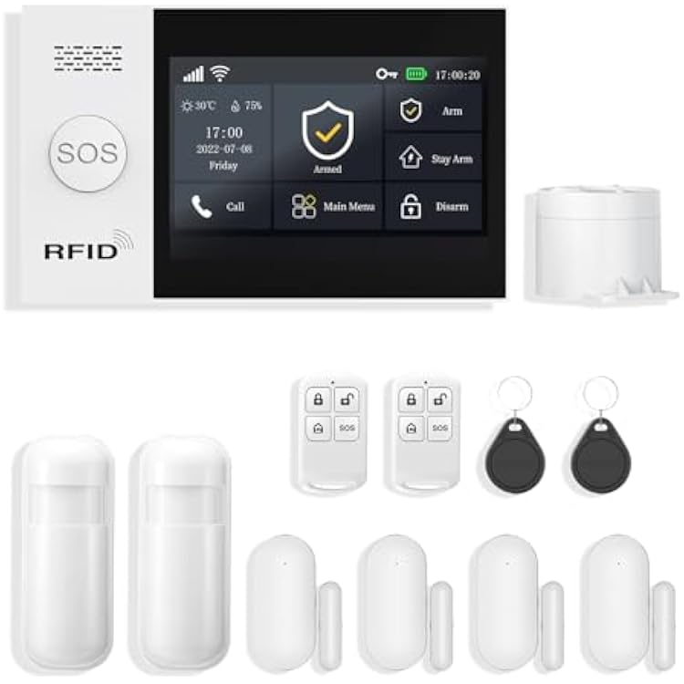 PGST Wireless Home Alarm System 12-Piece Kit, WiFi4G Alarm System for Home Security with Phone APP Alert Door Sensors,Alarm Siren, Remote, Motion Detector for Home, Apartment, Work with Alexa