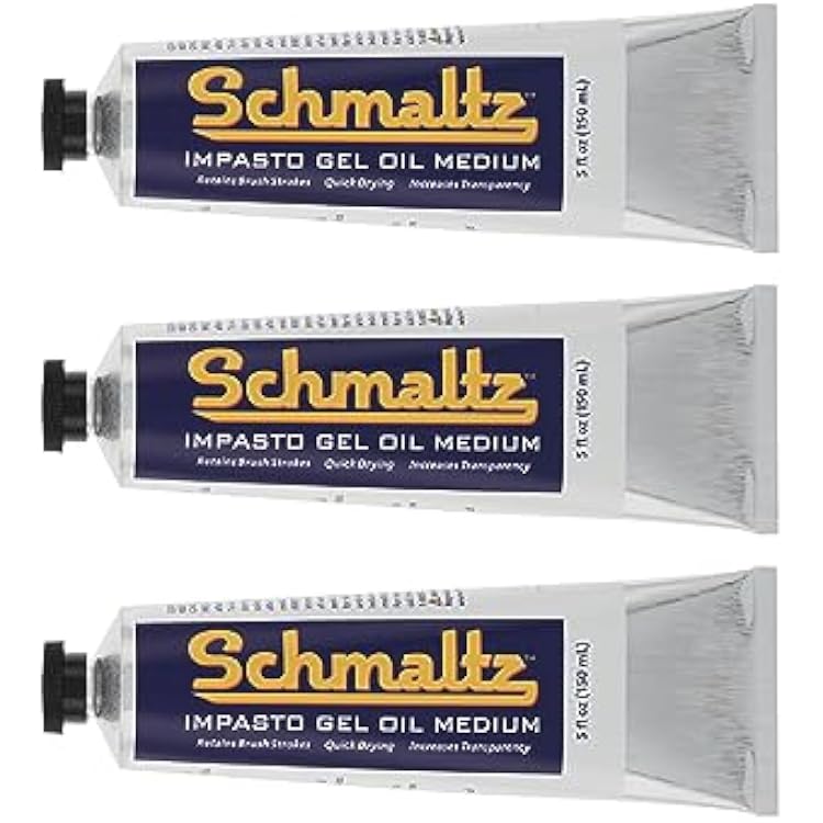 Schmaltz Artist Oil Impasto Gel Medium 150mL Tube - Quick Drying Impasto Gel to Increase Shine & Volume and Improve Transparency & Gloss - 3 Pack