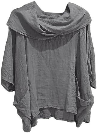 Women Fashion Solid Casual Pleated Blouse with A Three Quarter Cuff Summer Shirts