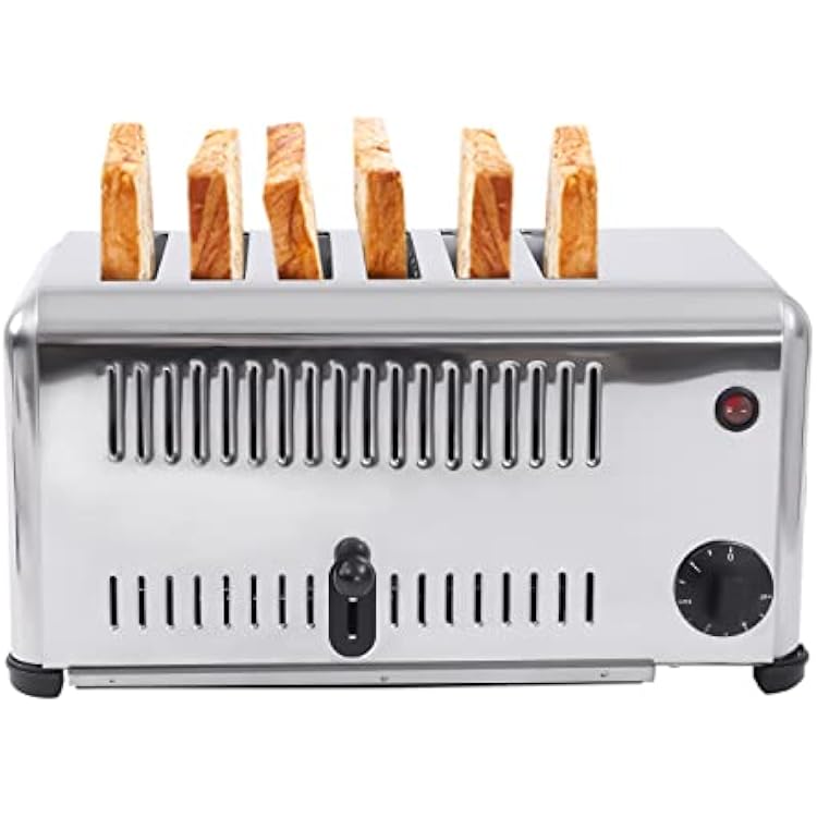 MOCHAG 6 Slice Toaster, Commercial Electric Conveyor Toaster Stainless Steel Bread Sandwich Baking Machine w1.1in Widen Slots&Crumb Trays, 1680W 110V Toasting Baker for Toast, Sandwiches, Meatloaf