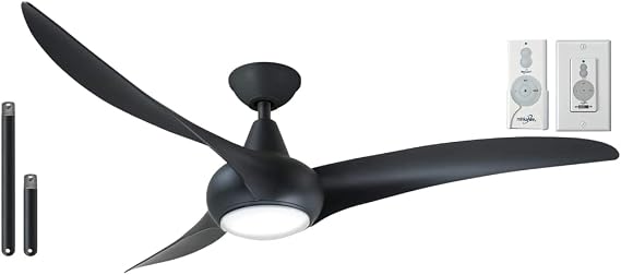 MINKA-AIRE F844-CL Light Wave 52" Ceiling Fan, Coal with Remote and Additional Wall Control and Additional Downrod
