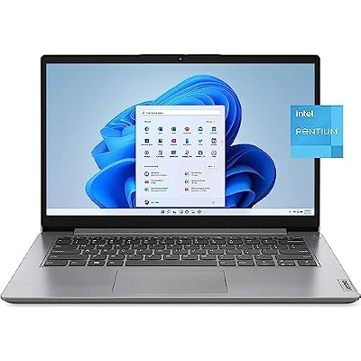 Lenovo IdeaPad 1i 14 HD Laptop,4GB RAM,256GB Storage,Intel Pentium N5030 Processor,10Hrs Battery Life,Rapid Charge,Home&Education,HDMI,Type-C,Windows 11S,1 Year Microsoft 365,BV02866