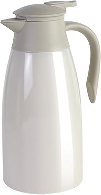 34 oz Stainless Steel Thermal Coffee Carafe, 1 Liter Double Wall Insulated Vacuum Coffee Pot, Water Coffee and Beverage Pitcher, Keep Drinks Cold or Hot for Hours Beige