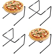 4 Pcs Black Metal Pizza Stands Pizza Rack Serving Tray Holder Pizza-Pan Stands Food Platter Tray and Display Rack For Serving, Restaurant, Catering, 9 "L8 "W 6.5 "H