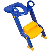 Potty Training Toilet Seat with Step Stool Ladder for Kid Adjustable Toilet Training Seat with Soft Anti-Cold Padded Seat Safe Handles and Non-Slip Wide Steps