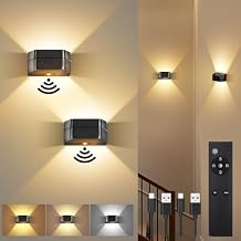ALOVECO Motion Sensor Wall Light with Remote Control 4800mAh Rechargeable Battery, 3-Color Dimmable Wireless LED Wall Lamp Indoor Up/Down Wall Sconce for Hallway, Living Room, Stairs, Bedroom (2 Pack)
