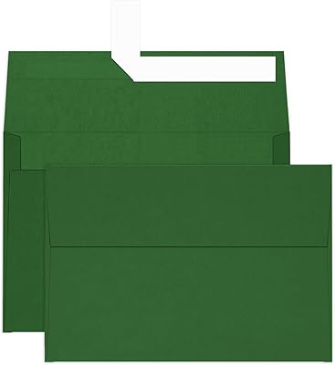 4.25 x 6.25 Dark Green Envelopes A4 100 Pack Self Seal, Goefun 120 GSM Printable 4x6 Envelopes for Invitations, Photos, Wedding, Graduation, Baby Shower, and Various Holidays