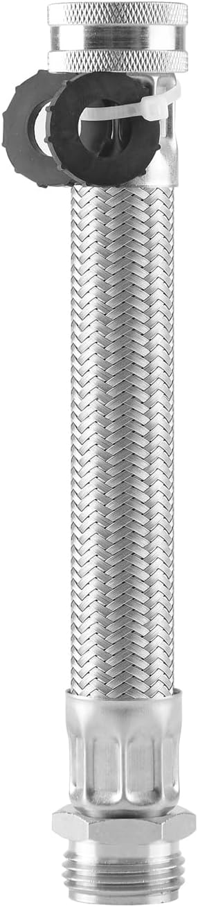 Short Garden Hose Extension, Heavy-Duty Hose, Maximum Bend 45, Stainless Steel Braided Water Hose Short Connector Lead Hose 7.5"