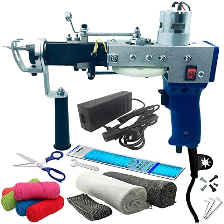 Carpet Tufting Gun kit,New Upgrade 2in1 Loop & Cut Pile Rug Tufting Gun,Electric Carpet Weaving,Flocking Knitting Rug Gun,Hand-Held Knitting Carpet Machine,Rug Making Tools with Wool Yarn and Fabric...