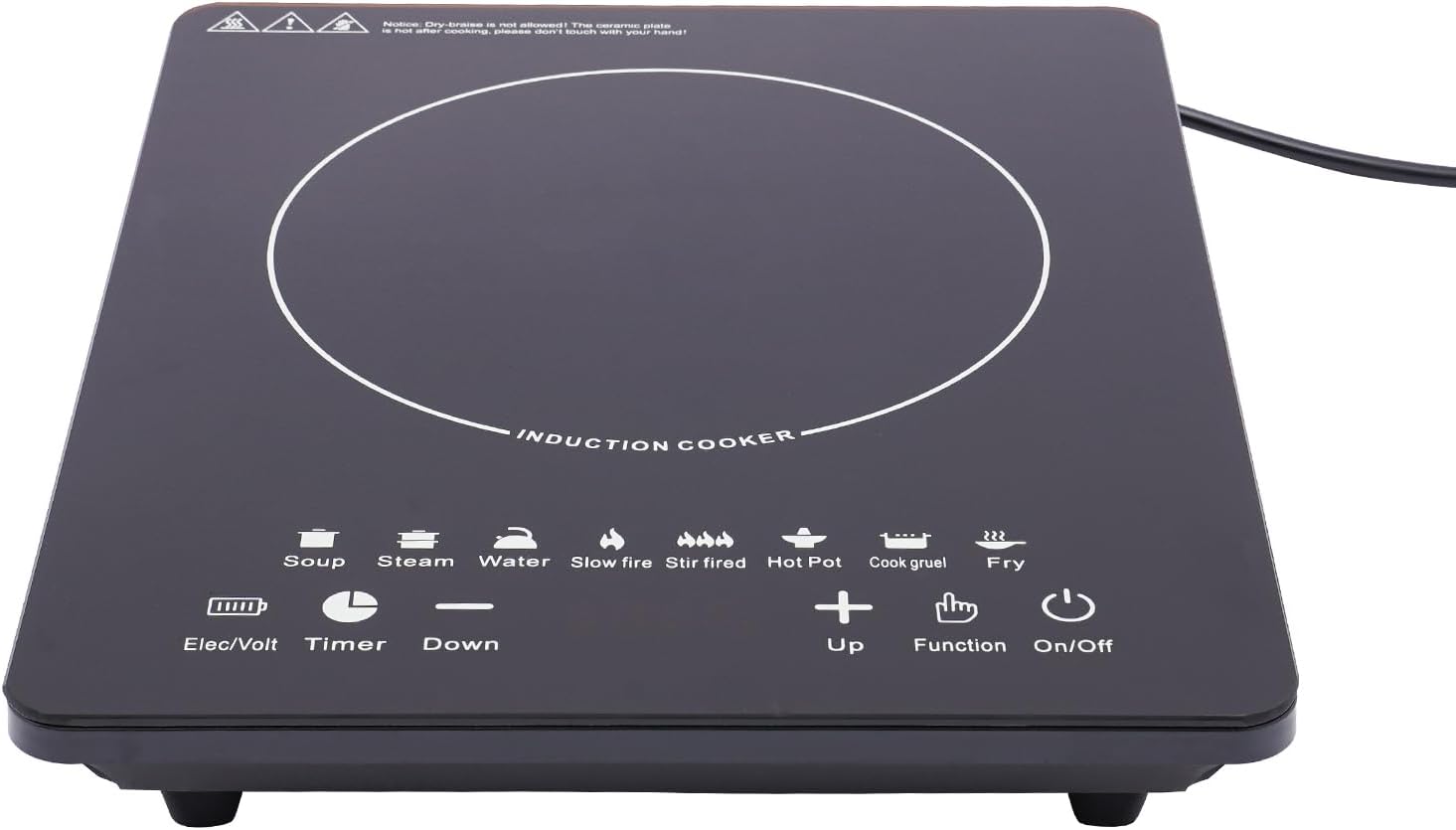 2000W Smart Induction Cooktop, Portable Induction, 110V, 5060 Hz, Commercial Countertop Cooktop, Touch Panel Electric Stove for Dorm Room, Home Kitchen, Backyard Cooking