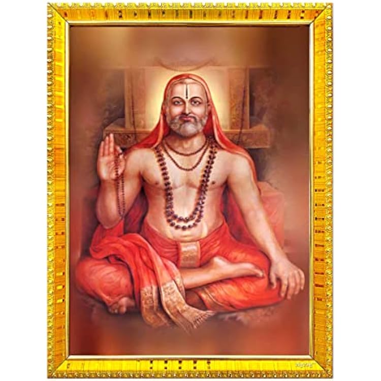zig zag Raghavendra Swamy Photo Frame Photo Frame For Wall  Table  Pooja Room  7x9 inches, Acrylic Glass Golden