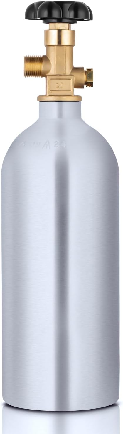 GANCOWISE New Empety 2.5lb DOT Approved Aluminum CO2 Tank with CGA320 Valve | DOT-3AL Approved, High-Strength Aluminum Alloy Gas Cylinder for Kegerators, Fresh Production Date, Glossy Varnish Finish