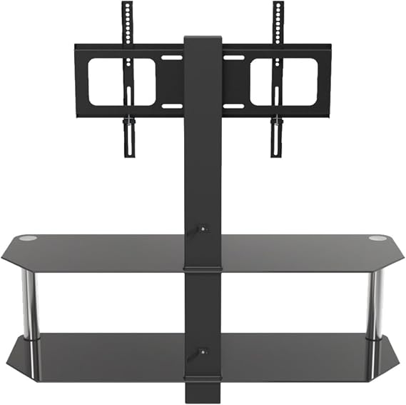 AVF Steel and Glass Stand with TV Mount for TVs up to 65" in Black/Chrome