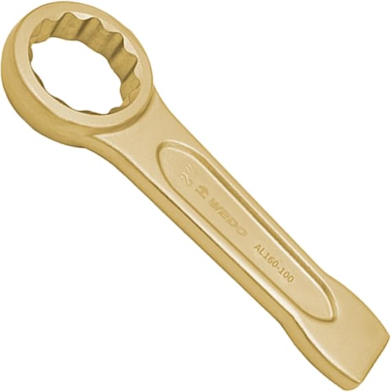 WEDO Non-Sparking Striking Box Wrench,17mm Box End Striking Ring Wrench,Length 145mm,Spark-free Safety Spanner,Aluminum Bronze,Corrosion-resistance,DIN 7444 Standard, BAM & FM Certificate