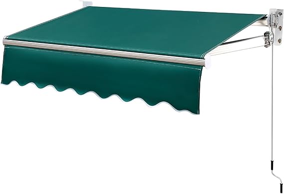 Patio Retractable Awning, Manual Garden Awning Sun Shade Window Door Shelter with Aluminum Frame, Water-Resistant Polyester Cover with Crank Handle for Deck, Home, Backyard, Balcony (Color : G