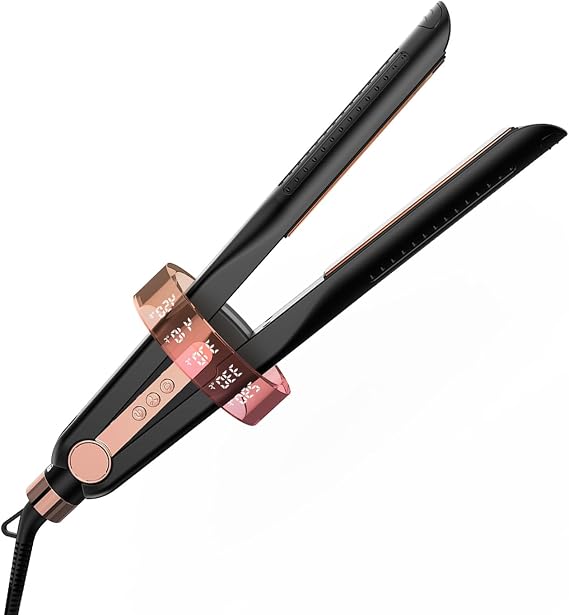 Nicebay Hair Straightener Flat Iron, Hair Straightener and Curler-5 Temp, Fast Heating, Wide Voltage