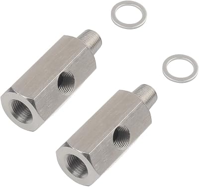 Jingzan 2 Pack 18 NPT Hydraulic Oil Pressure Sensor Tee with Gauge Port Adapter Stainless Steel Turbo Supply Feed Line Gauge