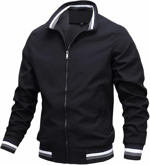 INVACHI Mens Windbreaker Bomber Jacket Casual Zipper Outdoors Jackets Coats Outerwear