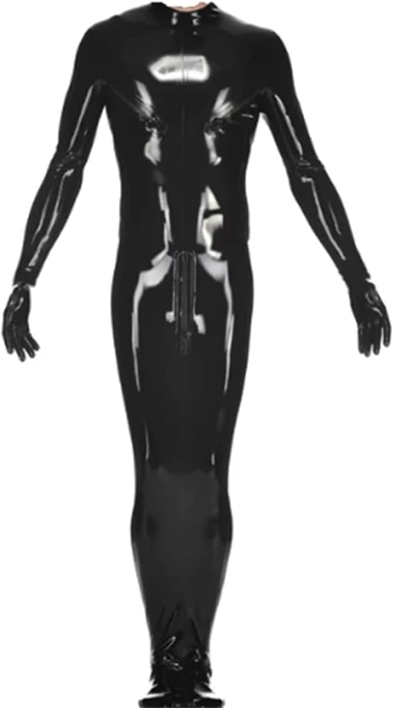 Black Latex Sleeping Bag Body Bag Crotch and Back Zipper Rubber Tight Sleep Sack