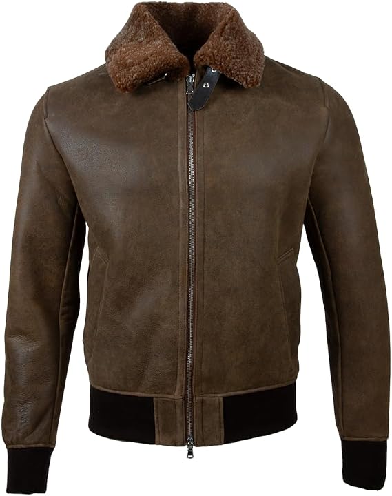 Aviatrix Men's Real Shearling Leather Pilot Aviator Bomber Jacket (FE79)