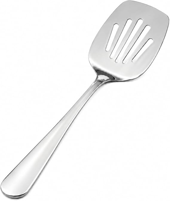 Paslanmaz Çelik Spatula, Delikli Mutfak Spatulası 25 cm, Mutfak Seti, Premium Kalite Metal, Tek Parça Yapı