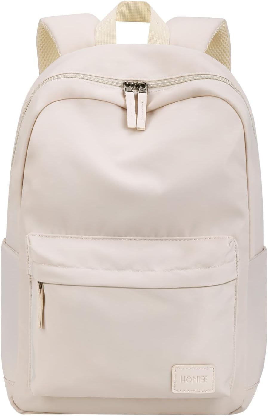 HOMIEE Lightweight Casual Laptop Backpack Fits 15.6 Inch Computer, Water-Resistant Small Daypack Cute Unisex Bookbag for Teen College Work Travel, Beige