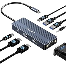 ANYOYO USB C Docking Station Dual HDMI Monitor Adapter 8-in-1 USB C HUB 3 Monitors Adapter with 4K HDMI +VGA +PD100W+Audio Laptop Docking Station for Dell/Lenovo/HP/Samsung/ASUS (Gary)