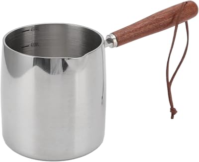 Butter Warmers 15 oz Turkish Coffee Pot Mini MilkCoffee Warmer with Wooden Handle for Chocolate Melting, Maple Syrup, Sauce Heating