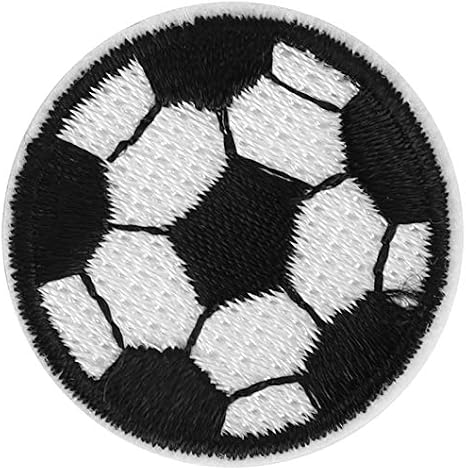 Zerodis 100Pcs Black and White Soccer Ball Embroidery Patches, Round, Iron-On, Approx. 3cm / 1.2in, Sport, Embroidered Patches, Patch