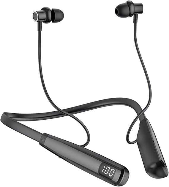 Bluetooth Headphones,Upgrade Bluetooth 5.3 Wireless Neckband Earbuds Waterproof in-Ear Earphones with Mic,HiFi Stereo Deep Bass Headset 100 Hours Playtime with Digital Display for Running Sport Work