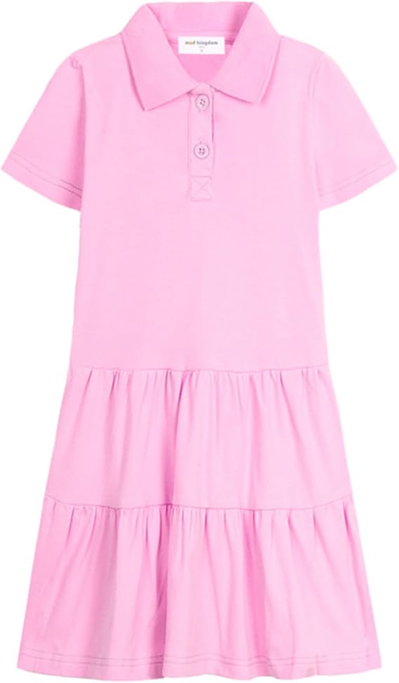 Mud Kingdom Little Girls Short Sleeve Polo Dress Pique Summer Ruffle Drop Waist