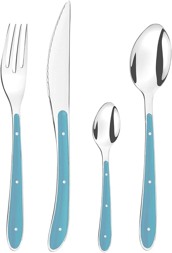 Amefa Bistro 1-2-3 Set of Cutlery, 24 Pieces, Stainless Steel 9 x 9 x 24 cm Turquoise