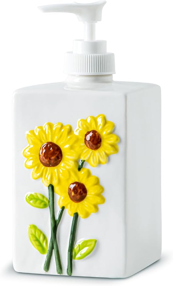 Sunflower Soap Dispenser Bathroom Ceramic Hand Soap Dispensers for Bathroom