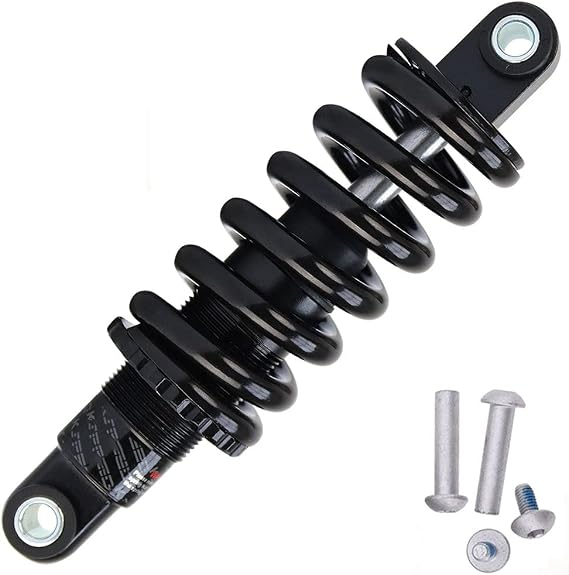 MTB Rear Shock Absorber, Spring Suspension, 150mm 650Lbs | Steel coil design, reliable impact absorption, preinstalled hardware, stable performance, replacement for multiple bike types