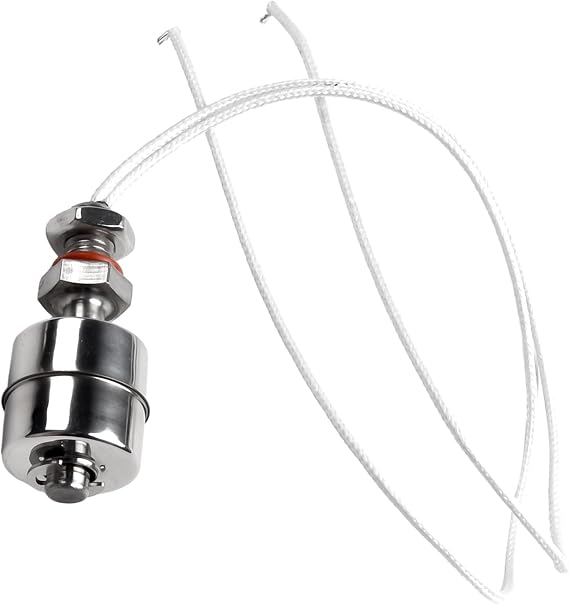 Stainless Steel Vertical Water Level Sensor Float Switch, 100V Dc 0.5A, Sus304 Material, 61Mm Length With 350Mm Cable, For Liquid Level Control In Water Treatment