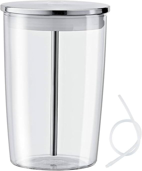 Glass Milk Container Compatible for Jura Automatic Coffee Machines,Clear Ju ra Milk Container with Milk Tube, Coffee Machine Accessories, 16.9oz