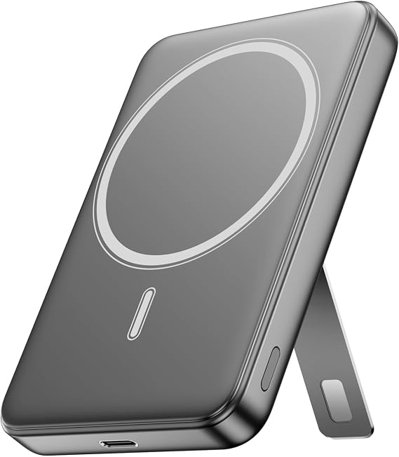 for Magsafe Portable Charger, 10000mAh Wireless Power Bank with Stand and PD 20W, USB C Fast Charging Powerbank, Magnetic Battery Pack Compatible with iPhone 17/16/15/14/13/12 Pro Max - Dark Gray
