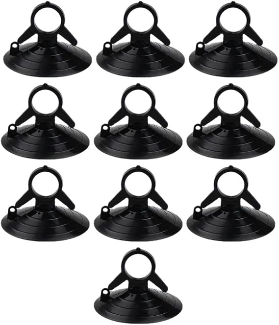10PCS 1.77 Inch Black Plastic Suction Cups with Pull Ring for Glass, Metal, Tile