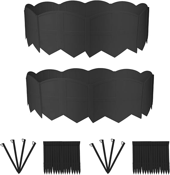 30Pcs 30Ft Black Landscape Edging Border Decorative Garden with Stakes Kits