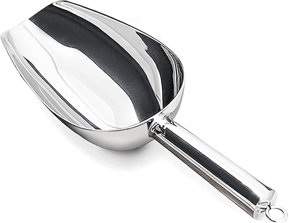 Stainless Steel Ice Scoop, Metal Ice Scooper for Ice Maker Kitchen Freezer Bar Party Wedding, Durable & Anti Rust, Easy Clean, Dishwasher Safe, 1Pack(400ml)