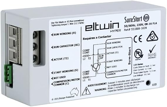 SureStart 8-16A Soft Start with Reverse Motor Protection. Reduce The Start up Current of Your HVAC Unit by up to 70%. Easy to Install. (8A-16A), SS1B8-16SN