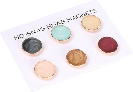 6pcs Hijab Magnets for Muslim Women,Strong Magnetic Retro Round Magnet Clip for Hijabs,Scarf,Shawl,Niqab Multi-use