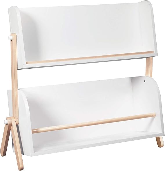 Babyletto Tally Storage Bookshelf in White and Washed Natural | GREENGUARD Gold Certified Kids Storage & Bookshelf - Open Wooden Shelving For Nursery, Playroom & Bedroom