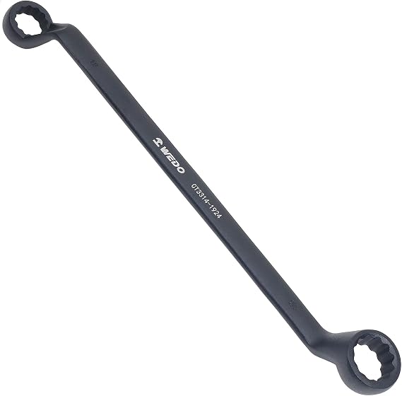 WEDO Double Offset Box End Wrench 24*27mm,75 Degree Offset,40 Chrome Steel | 12 Point,Black Spray Coated,Wear Resistance,Die-forged,DIN838 Standard,For Machinery, Construction & Industrial Repair