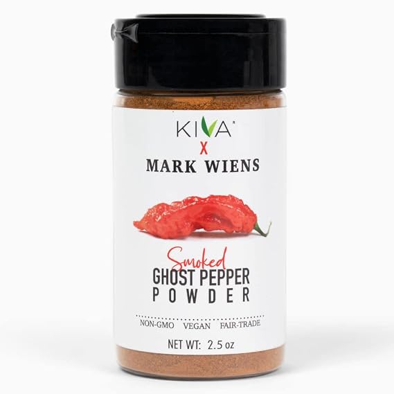 Kiva x MARK WIENS - Smoked Ghost Chili Pepper Powder (Bhut Jolokia) - Non GMO, Vegan, Fair Trade - 2.5 oz