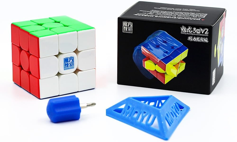 Weilong 3M V2 3x3 Magnetic Speed Cube, Stickerless Puzzle with Maglev Tensioning for Smooth Fast Play