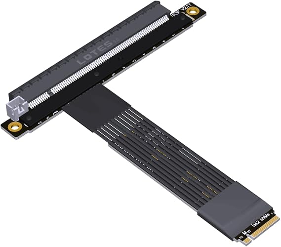 PCIe 5.0 M.2 NGFF NVMe Key M Flat Extender Cable to PCIE x16 Graphics Card Riser Adapter 16x PCI-e PCI-Express for M2 2230 2242 2260 2280 (K43SF-BK, 30cm)