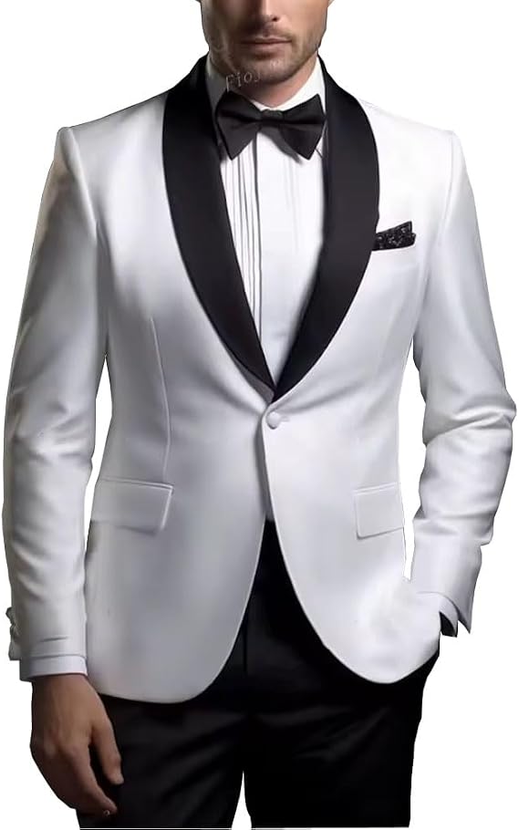 Men's 2 Piece Satin Suit Shawl Lapel Formal Evening Party Prom Groom Tuxedo for Wedding Set